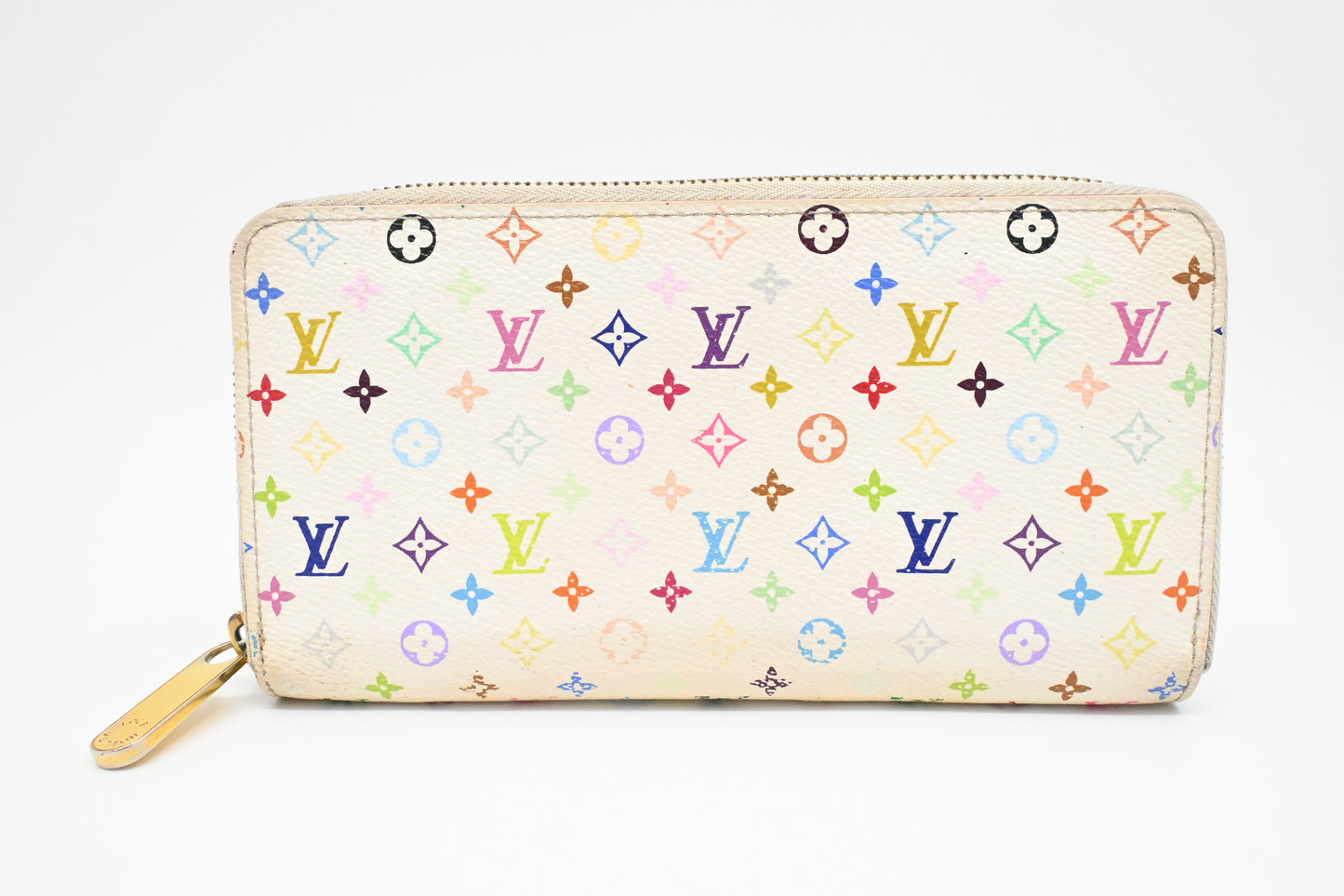 Louis Vuitton Long Zippy Wallet in White Multicolor Canvas