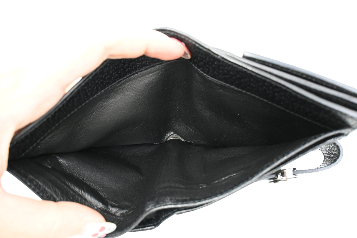 Gucci Compact Wallet in Black Leather and Canvas