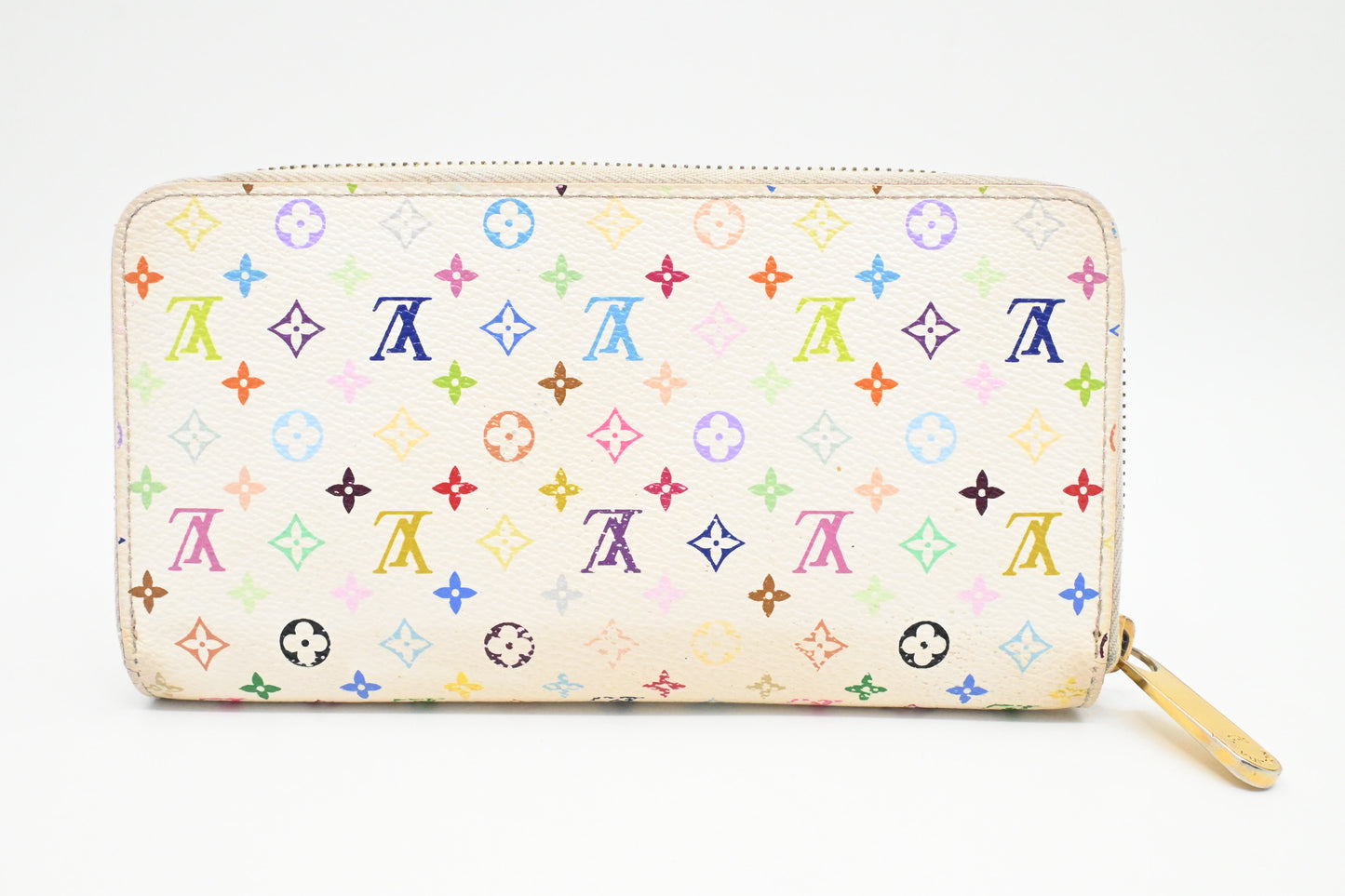 Louis Vuitton Long Zippy Wallet in White Multicolor Canvas