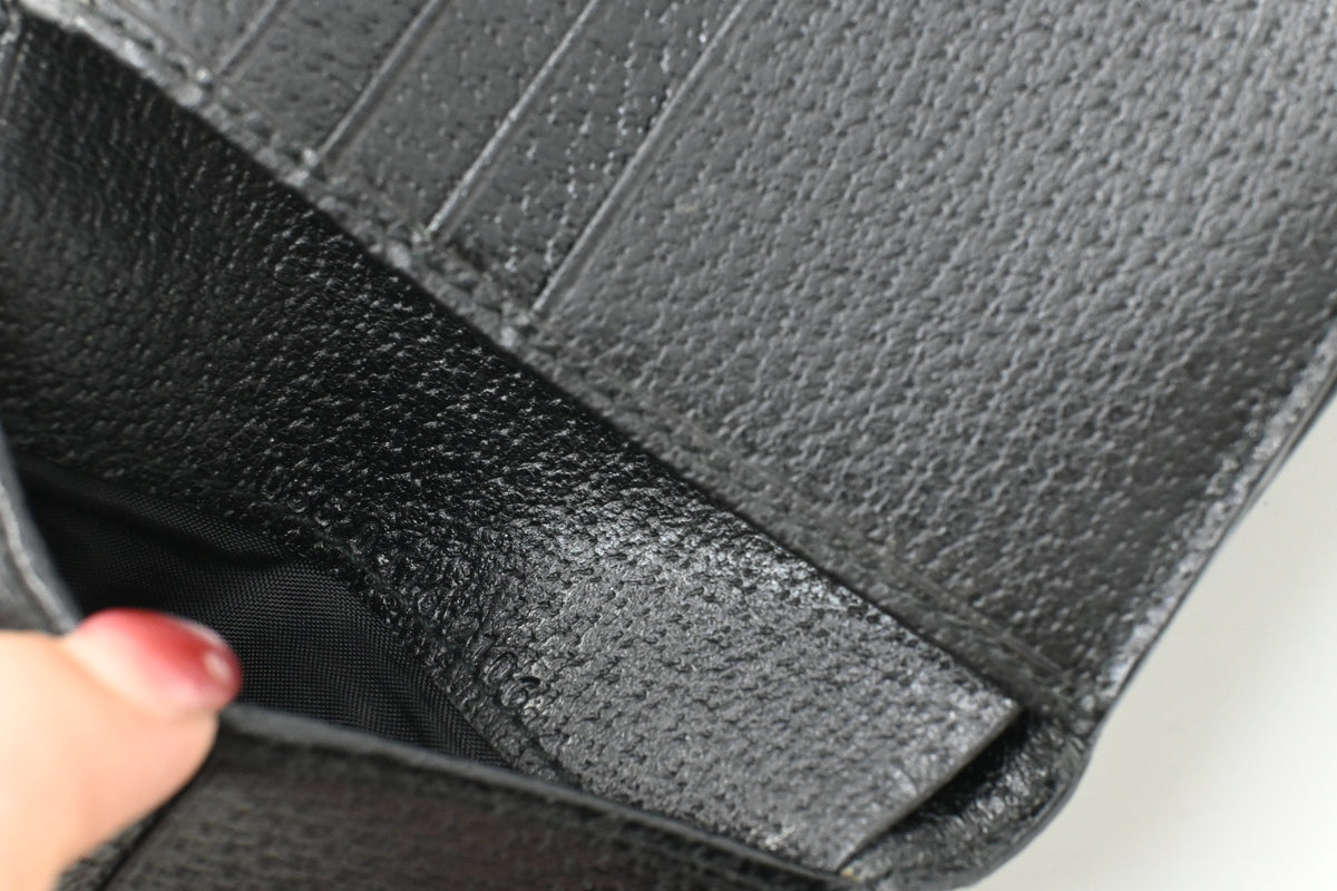 Gucci Compact Wallet in Black Leather and Canvas