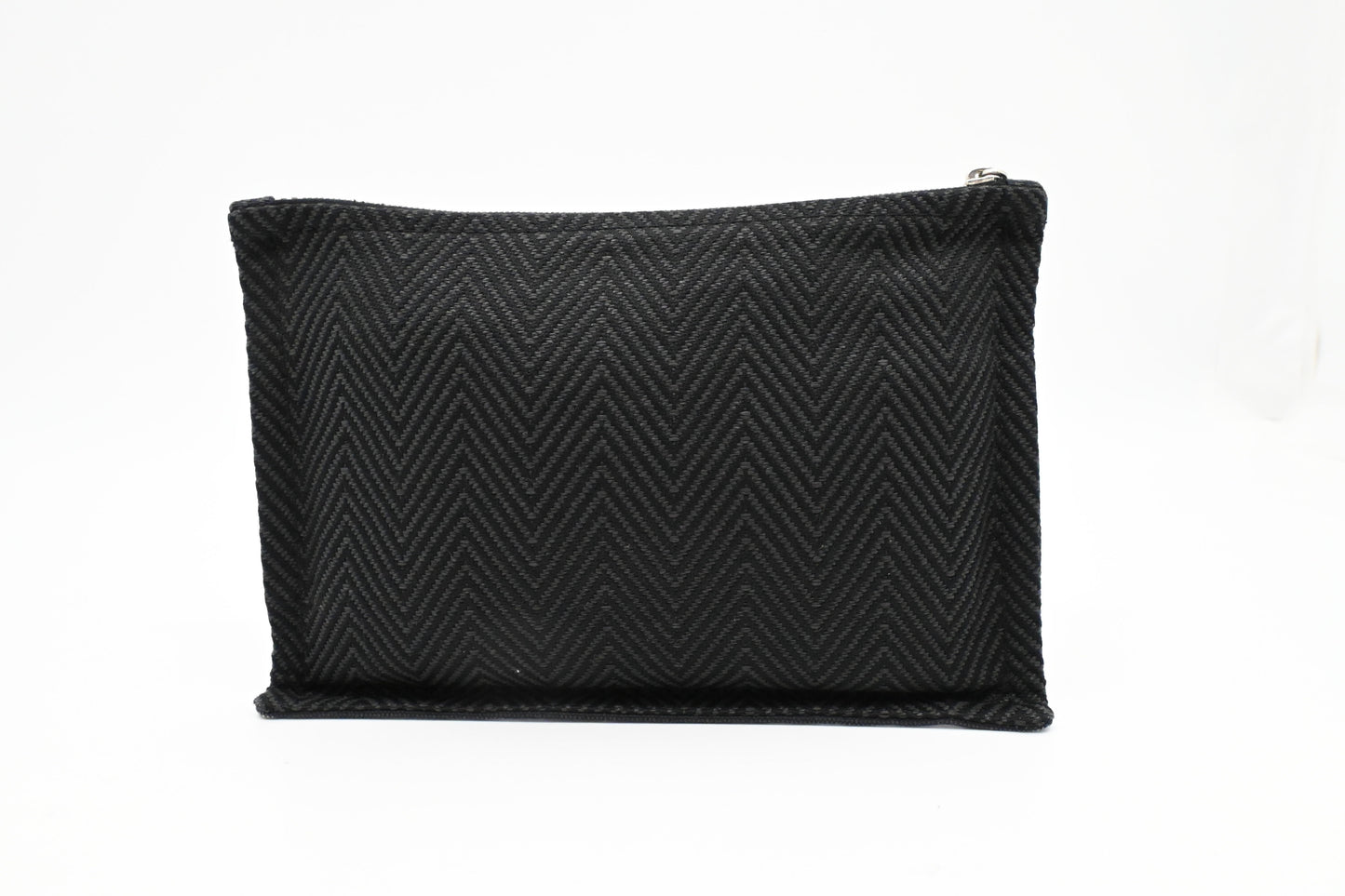 Hermes Bain Small Flat Yachting Pouch in Black Canvas