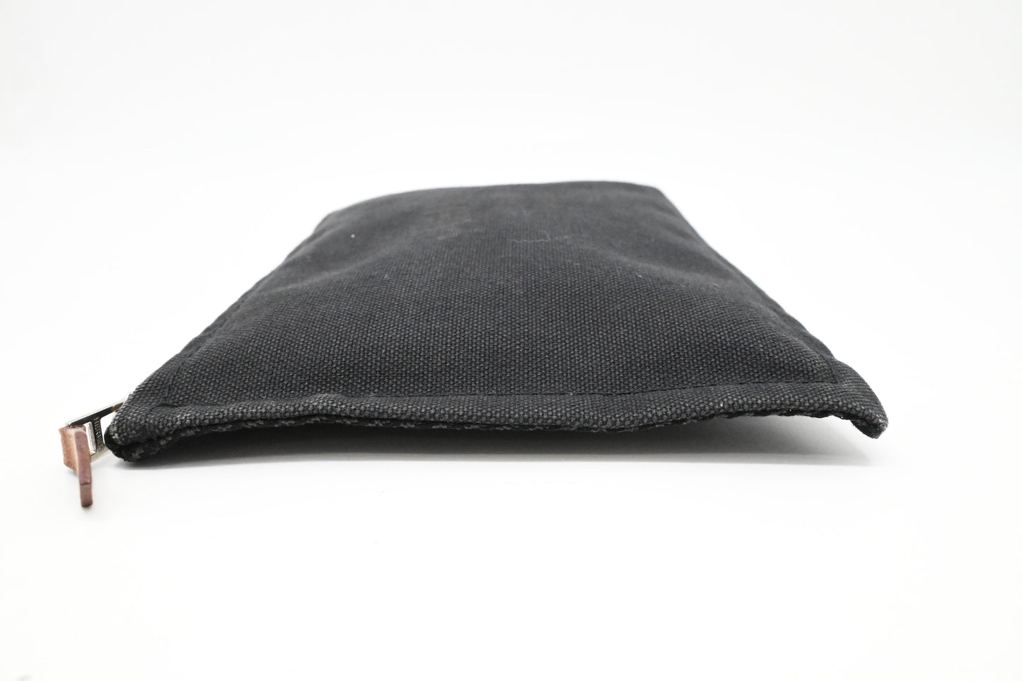 Hermes Bain Small Flat Yachting Pouch in Black Canvas