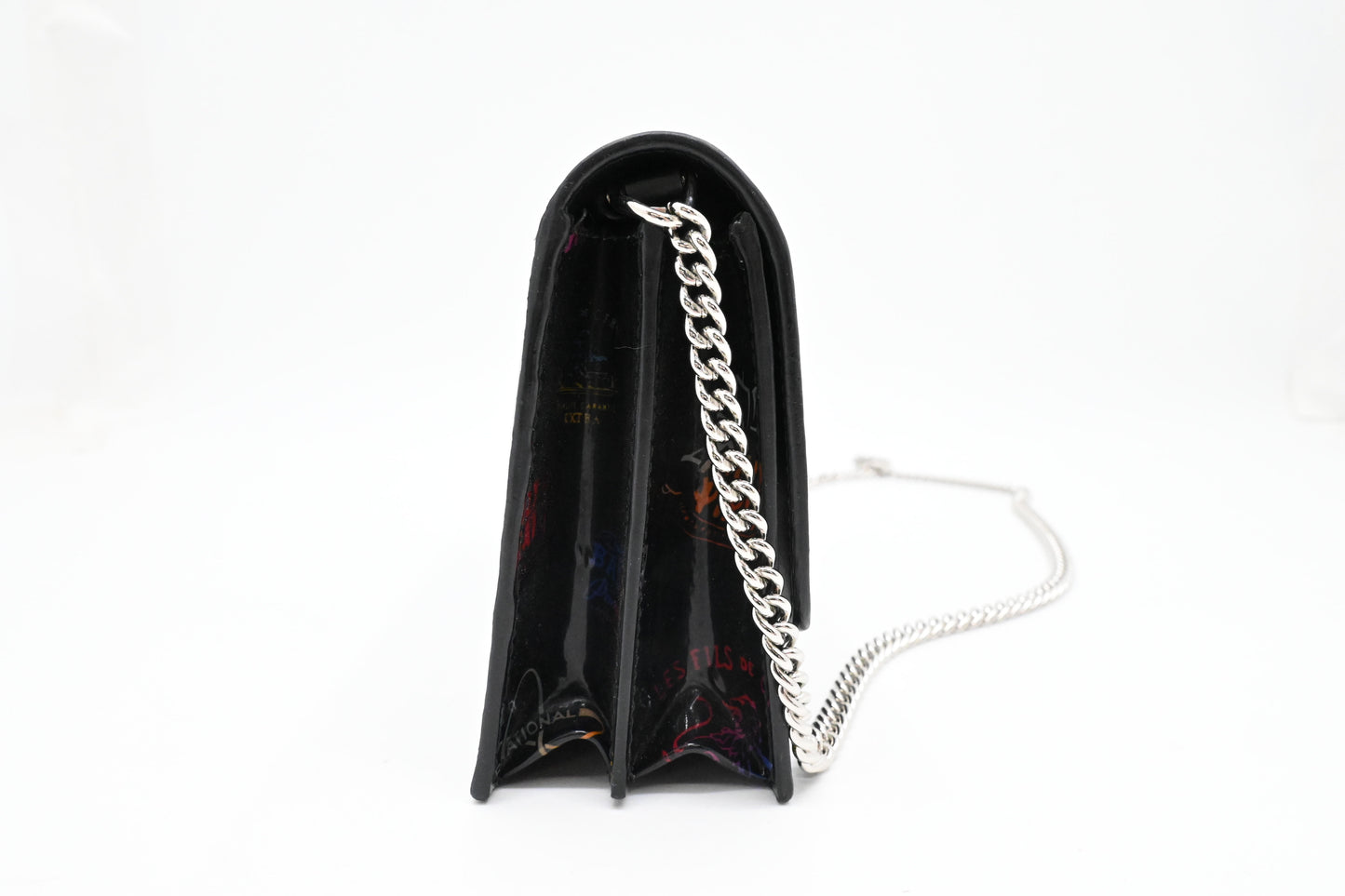 Bally Lafford Chain Wallet in Black Multicolor Patent Leather