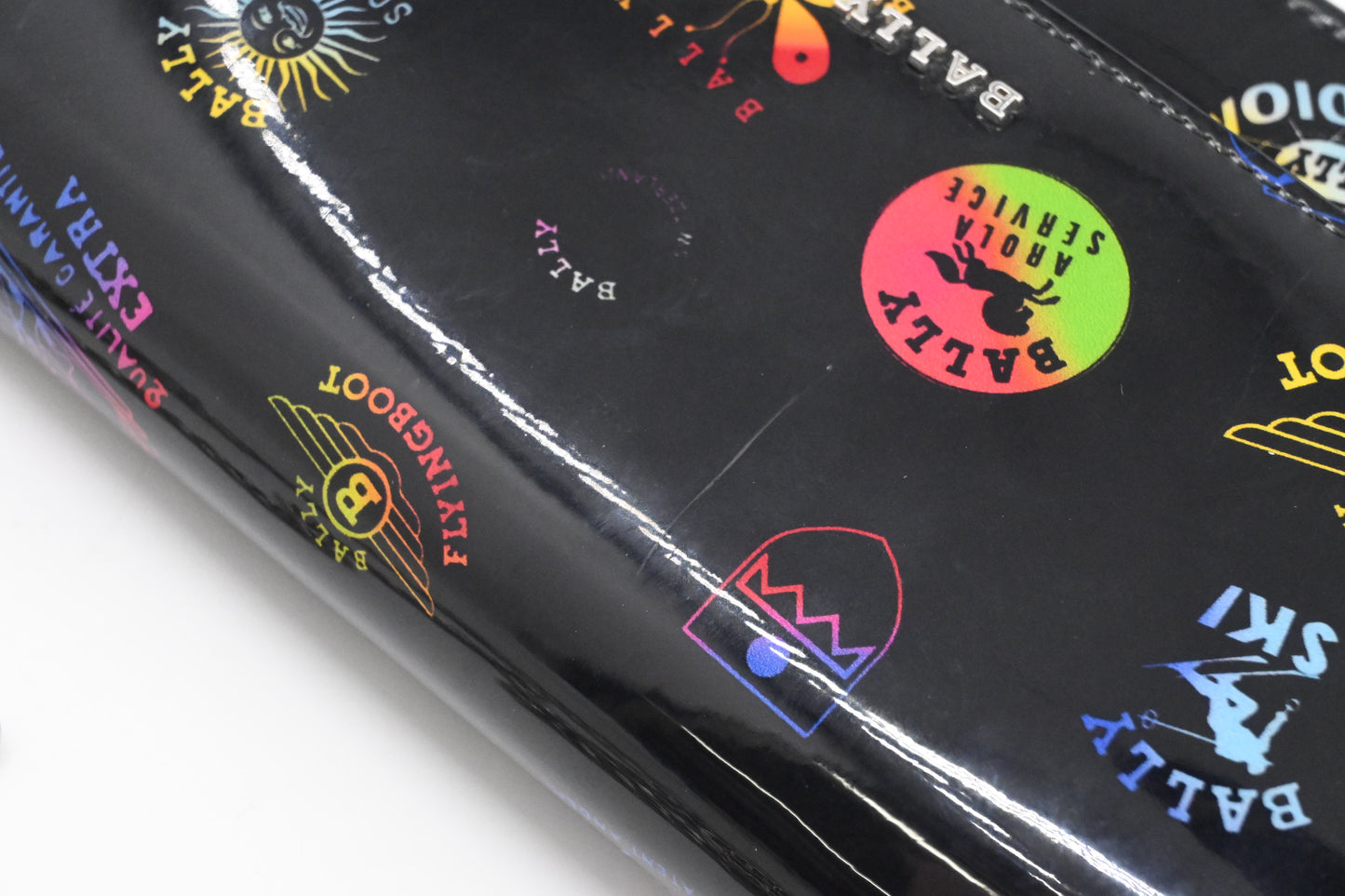 Bally Lafford Chain Wallet in Black Multicolor Patent Leather