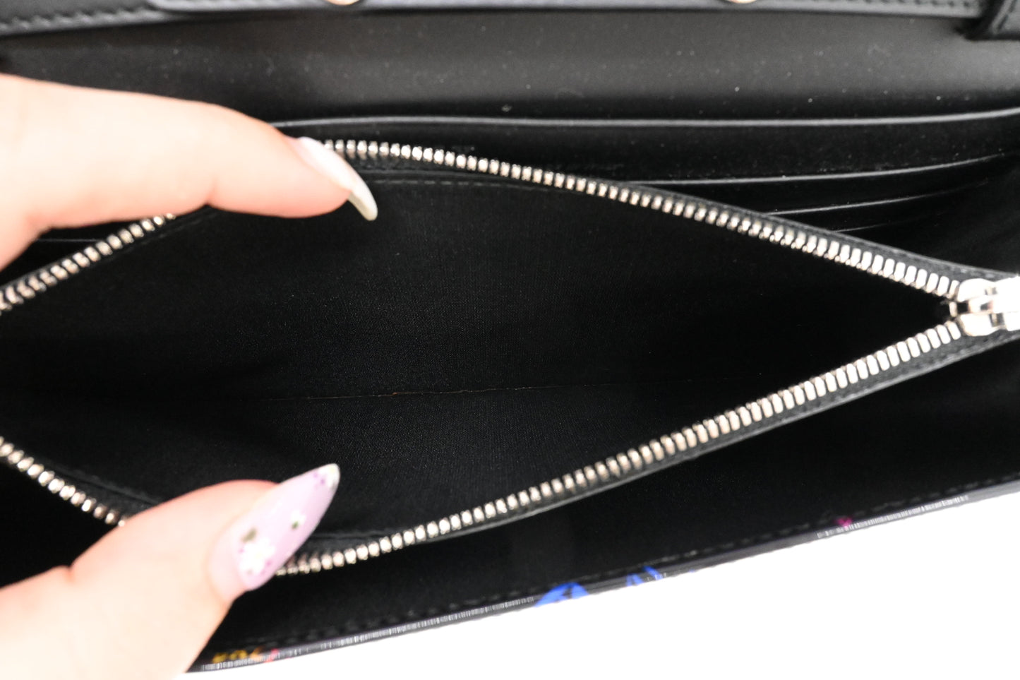 Bally Lafford Chain Wallet in Black Multicolor Patent Leather