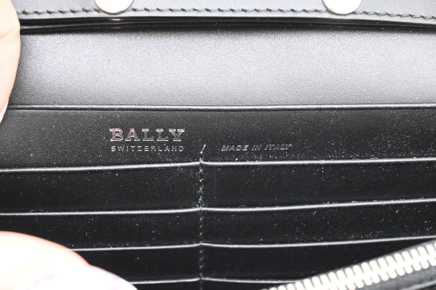 Bally Lafford Chain Wallet in Black Multicolor Patent Leather
