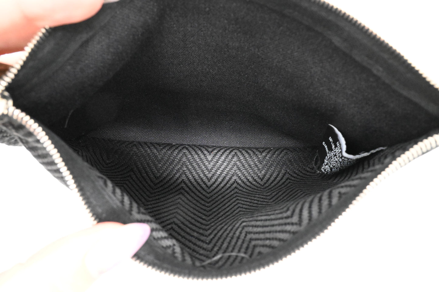 Hermes Small Bain Pouch in Black Canvas