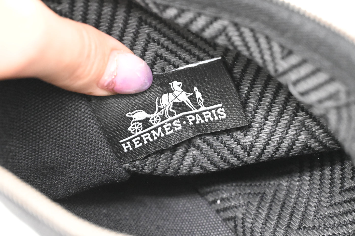 Hermes Small Bain Pouch in Black Canvas