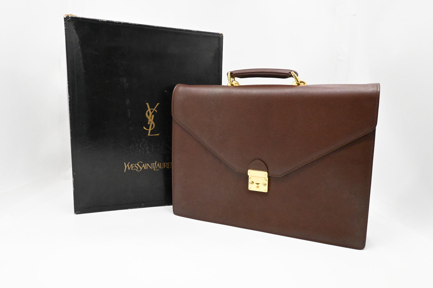 YSL Saint Laurent Business Bag in Brown Leather