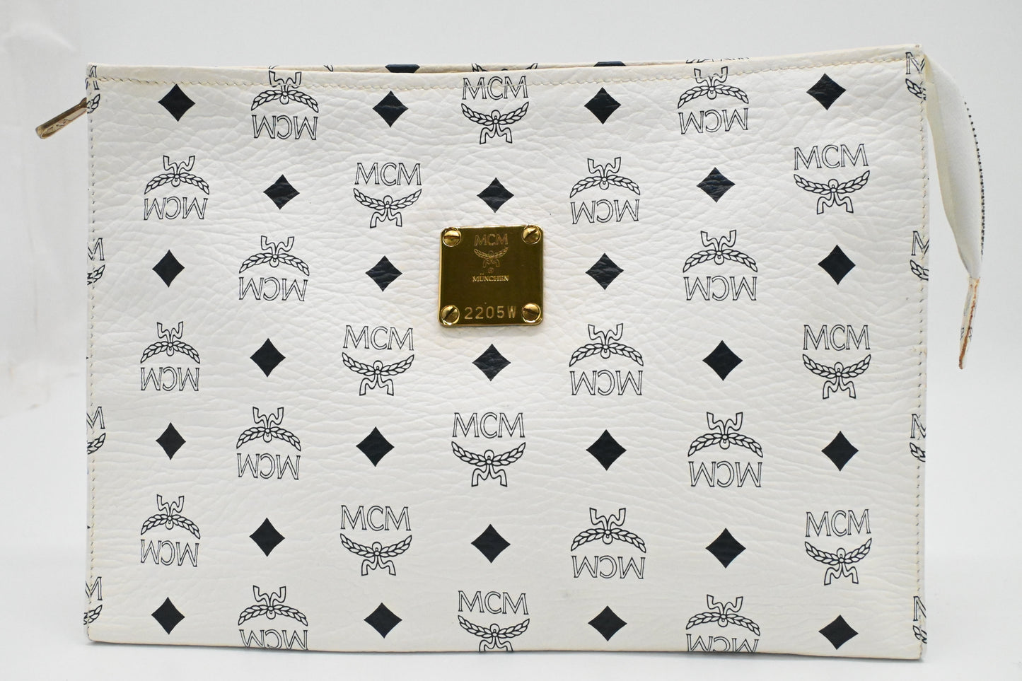 MCM Clutch in White Visetos Canvas