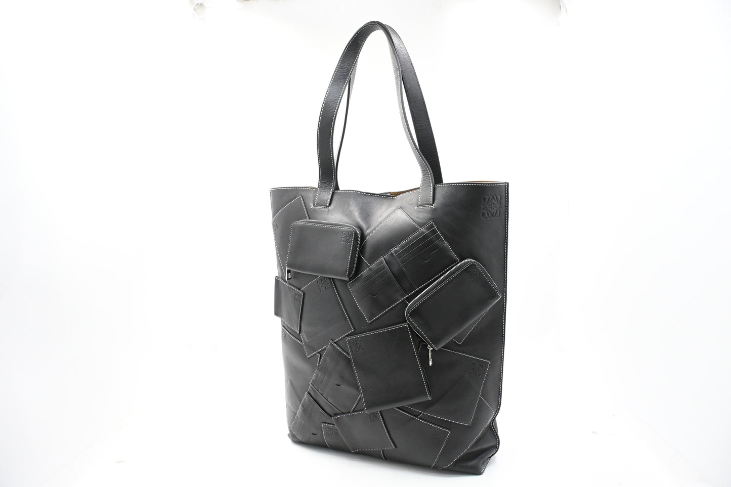 Loewe Wallet Puzzle Tote in Black Leather