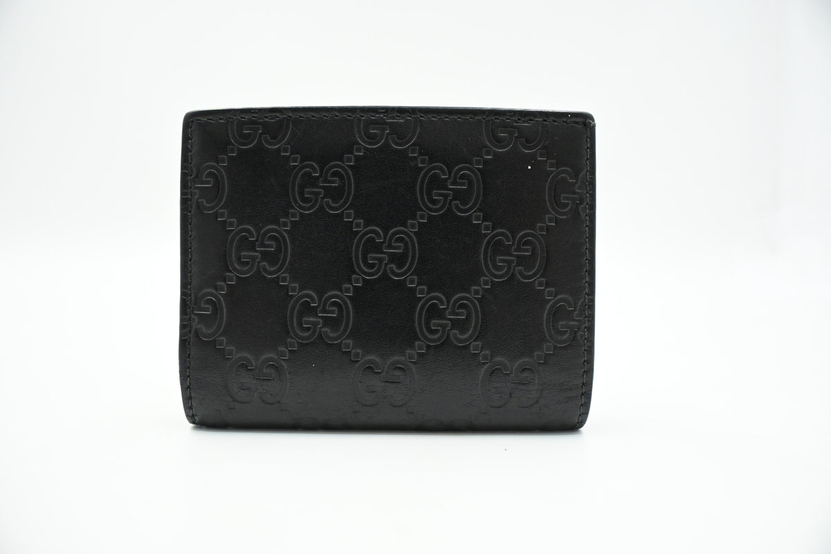 Gucci Compact Wallet in Black Guccissima Leather