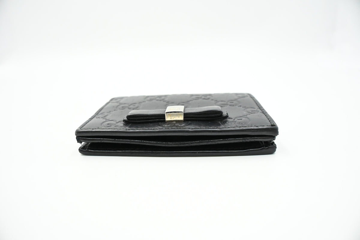 Gucci Compact Wallet in Black Guccissima Leather