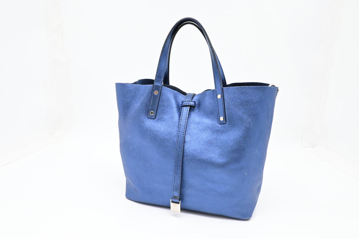 Tiffany & Co. Small Reversible Tote in Metallic Blue Leather