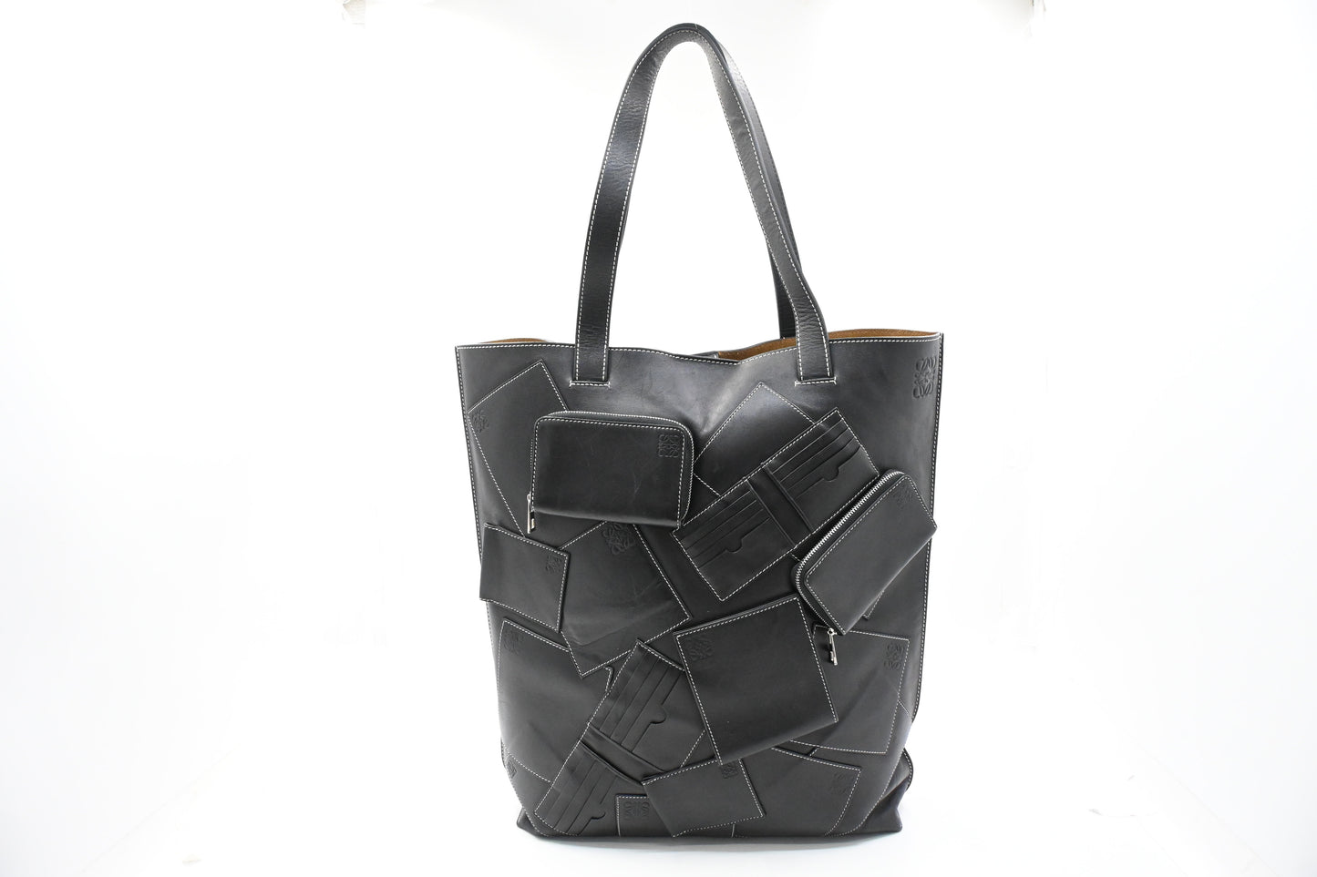 Loewe Wallet Puzzle Tote in Black Leather