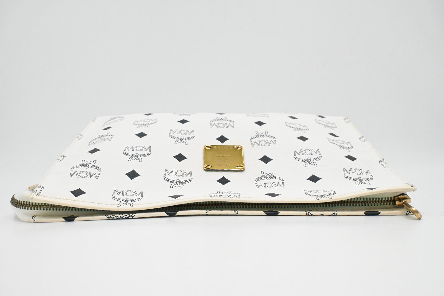 MCM Clutch in White Visetos Canvas