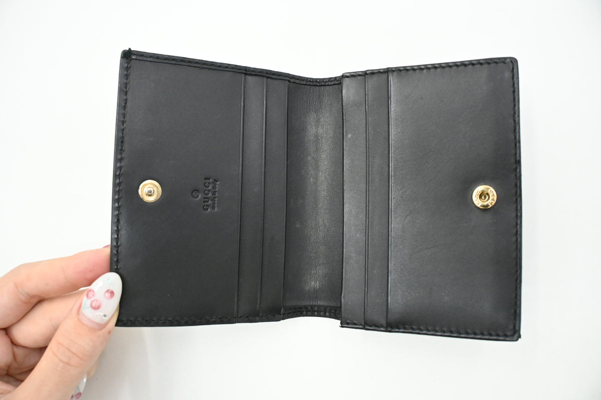 Gucci Compact Wallet in Black Guccissima Leather
