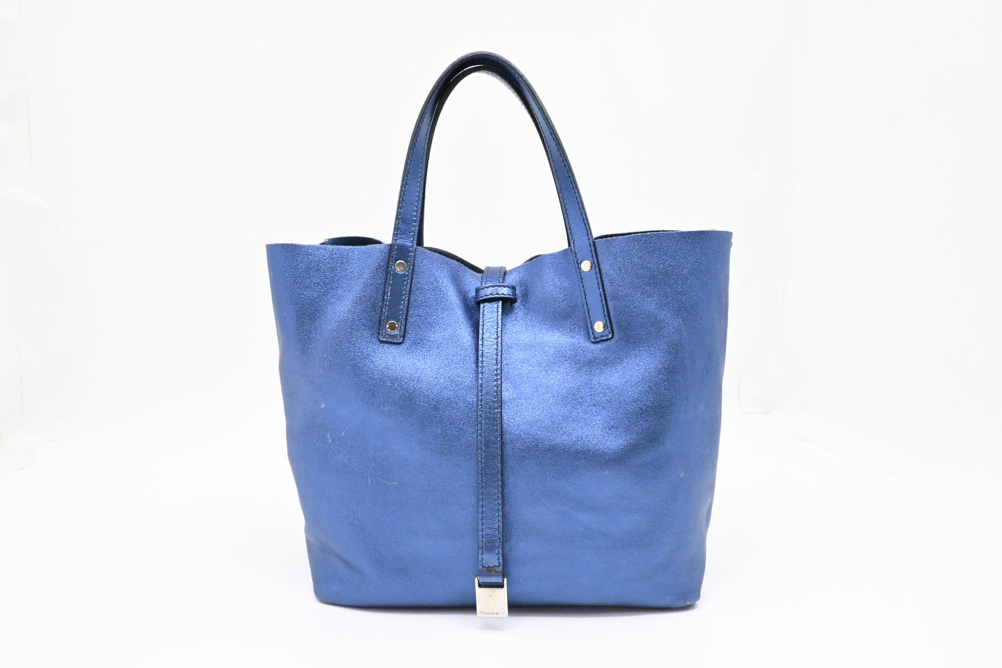 Tiffany & Co. Small Reversible Tote in Metallic Blue Leather