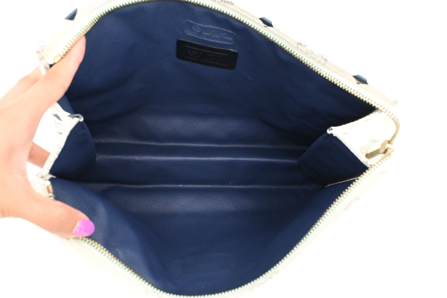 MCM Clutch in White Visetos Canvas