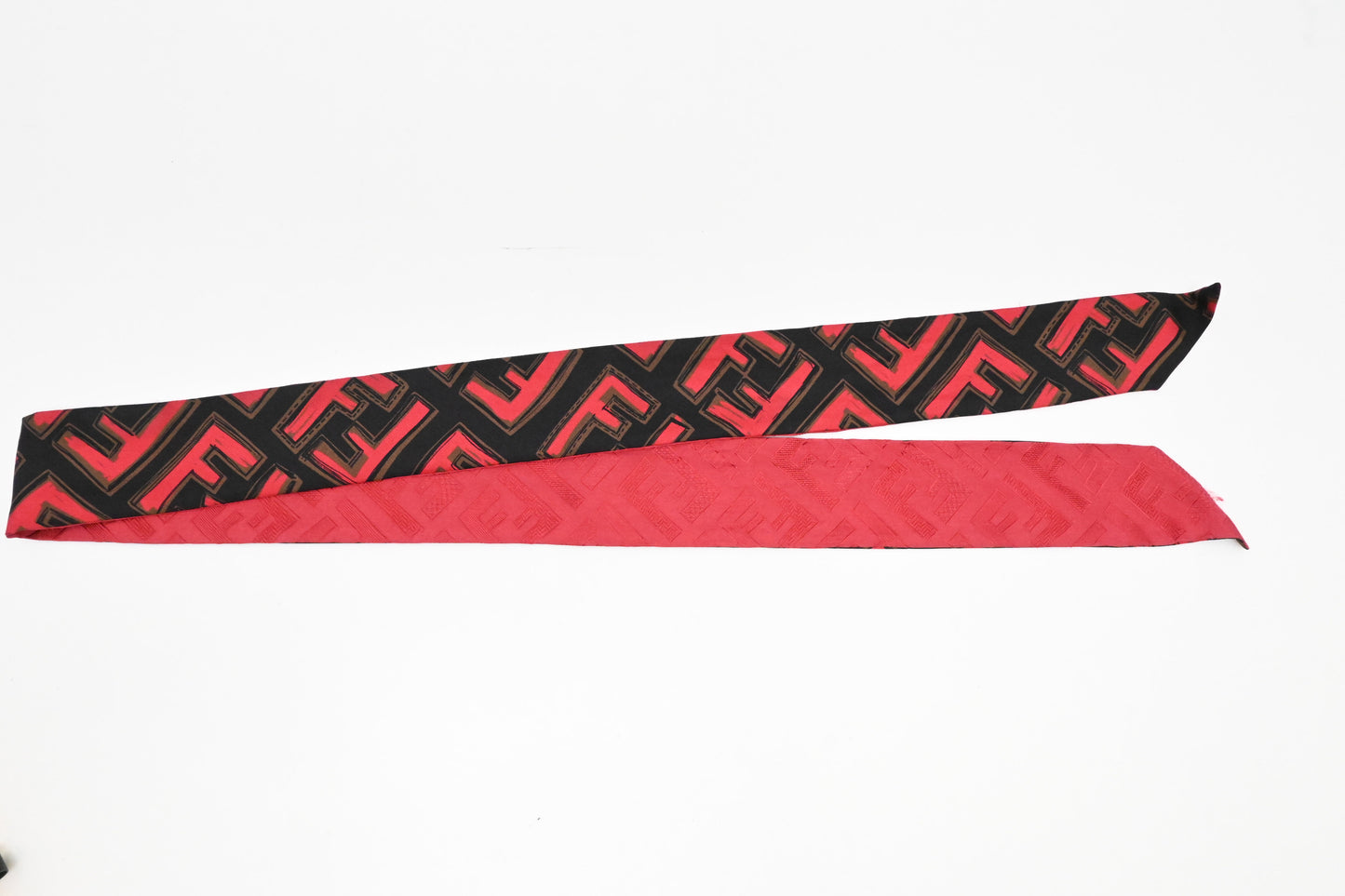 Fendi Wrappy Bandeau in Red and Black Silk