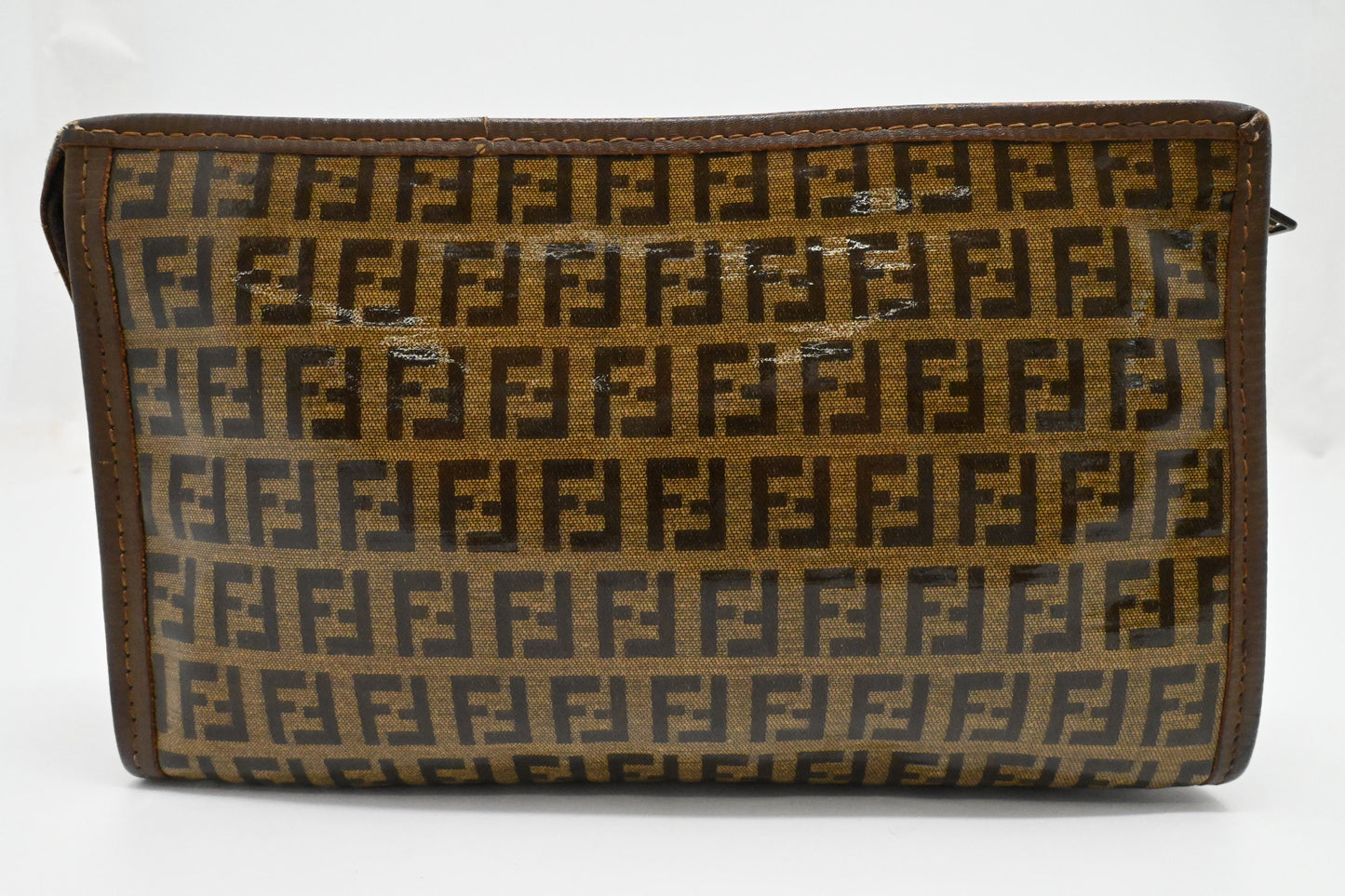 Fendi Pouch in Brown Zucchino Coated Canvas