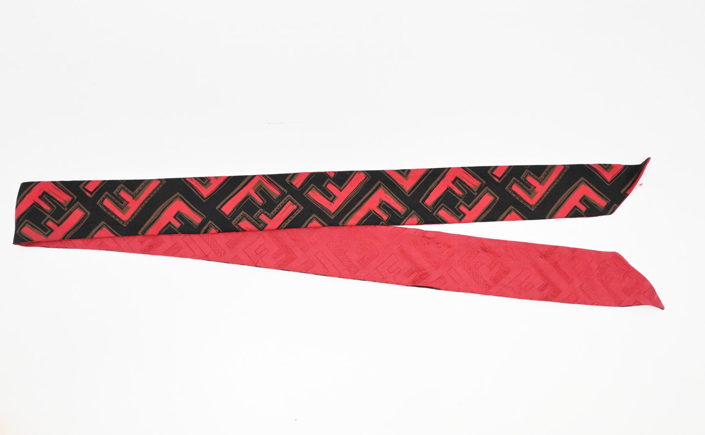 Fendi Wrappy Bandeau in Red and Black Silk