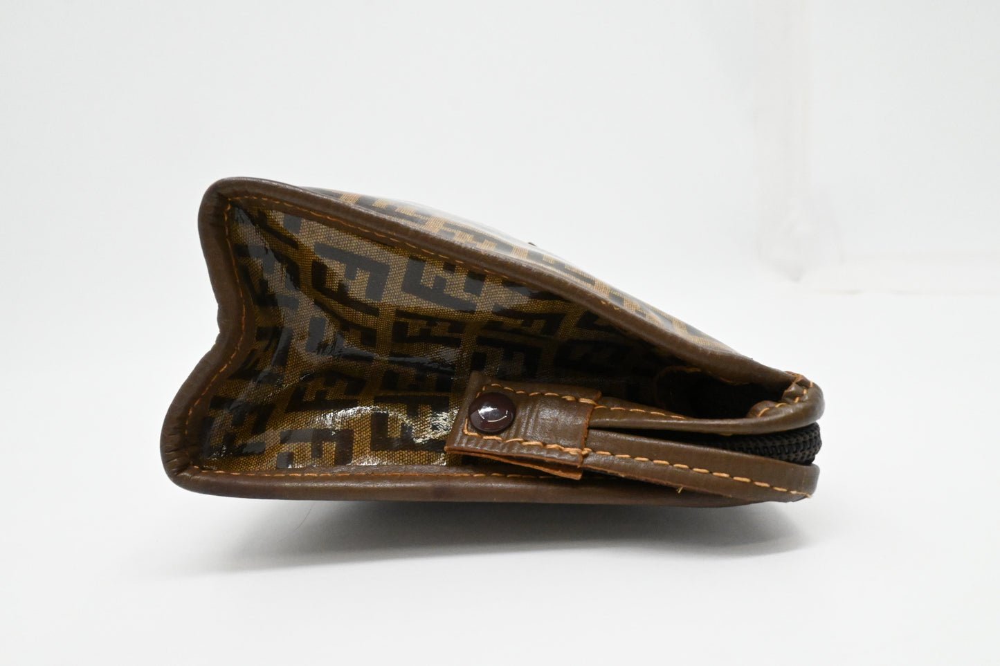 Fendi Pouch in Brown Zucchino Coated Canvas