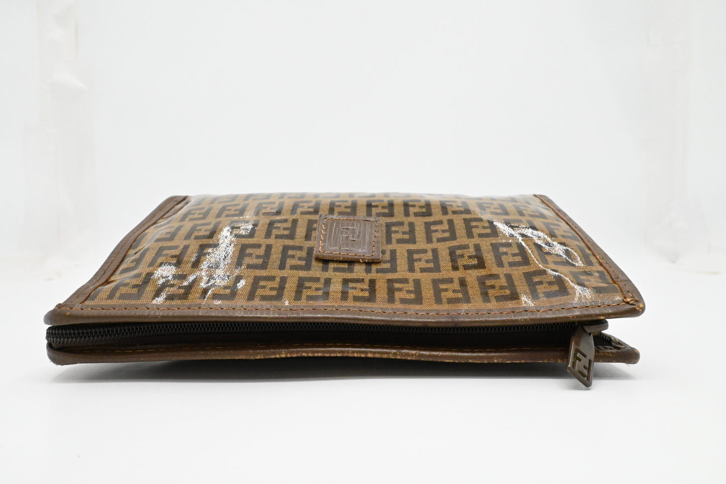 Fendi Pouch in Brown Zucchino Coated Canvas