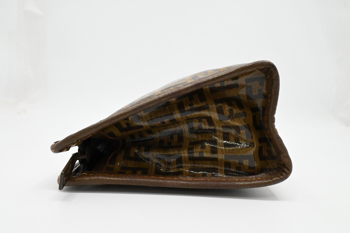 Fendi Pouch in Brown Zucchino Coated Canvas