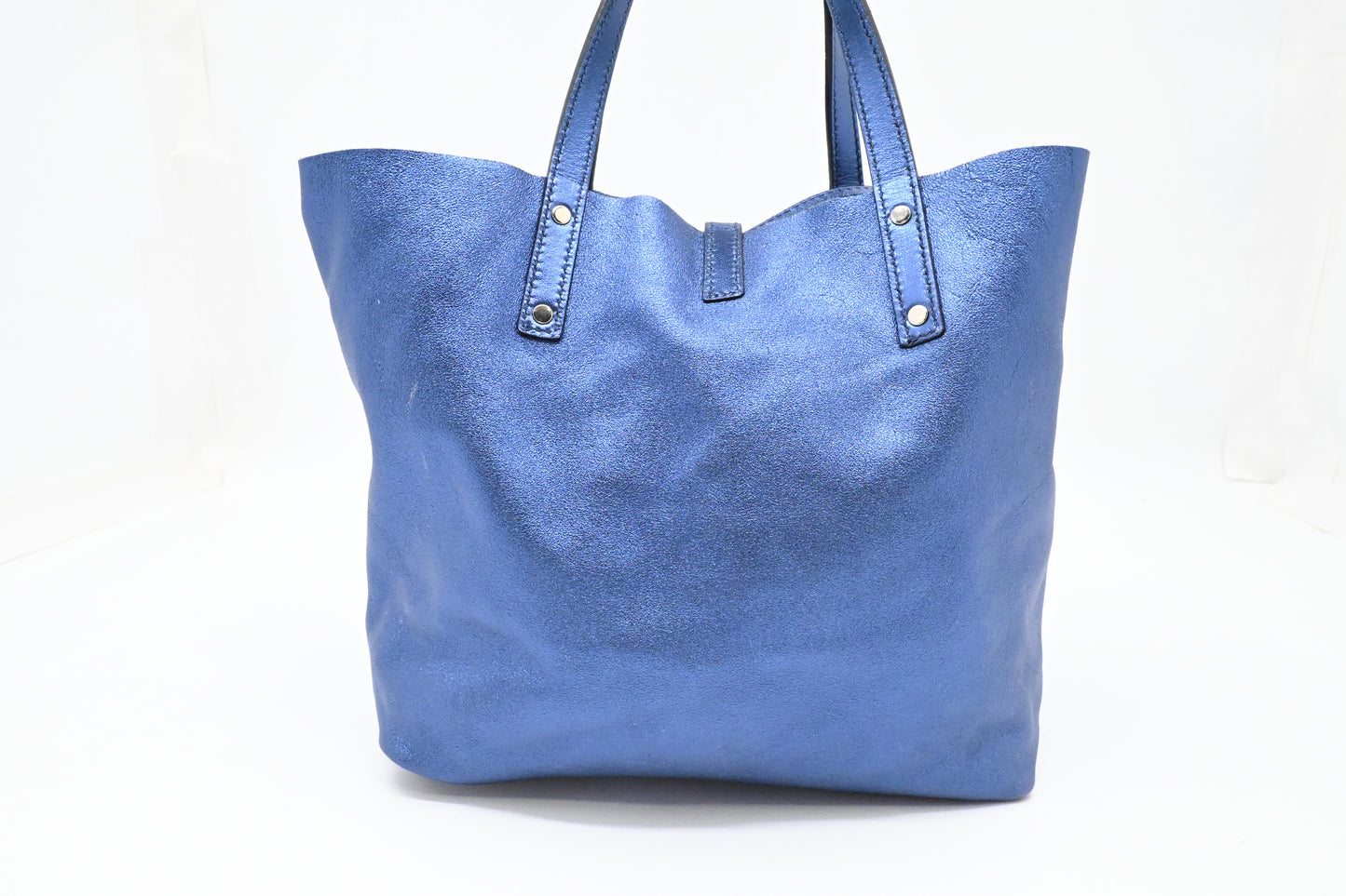 Tiffany & Co. Small Reversible Tote in Metallic Blue Leather