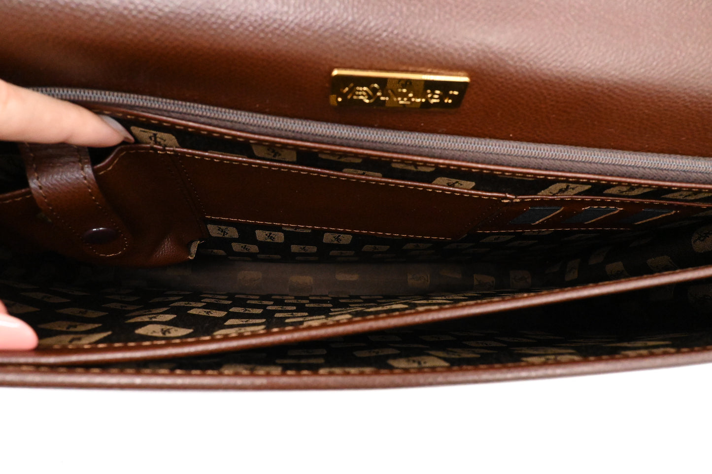 YSL Saint Laurent Business Bag in Brown Leather