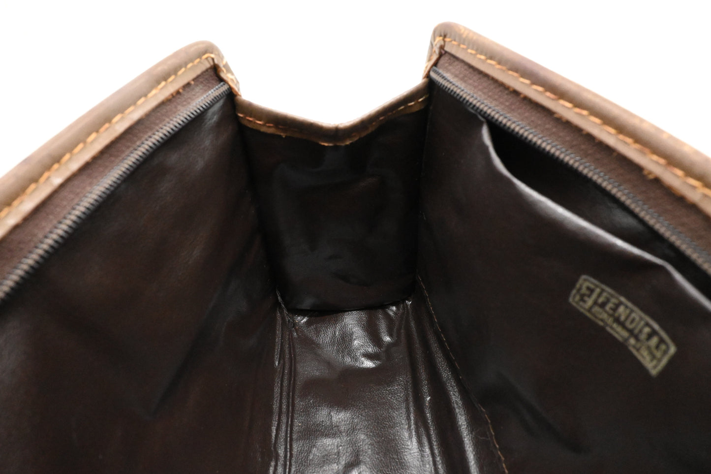 Fendi Pouch in Brown Zucchino Coated Canvas