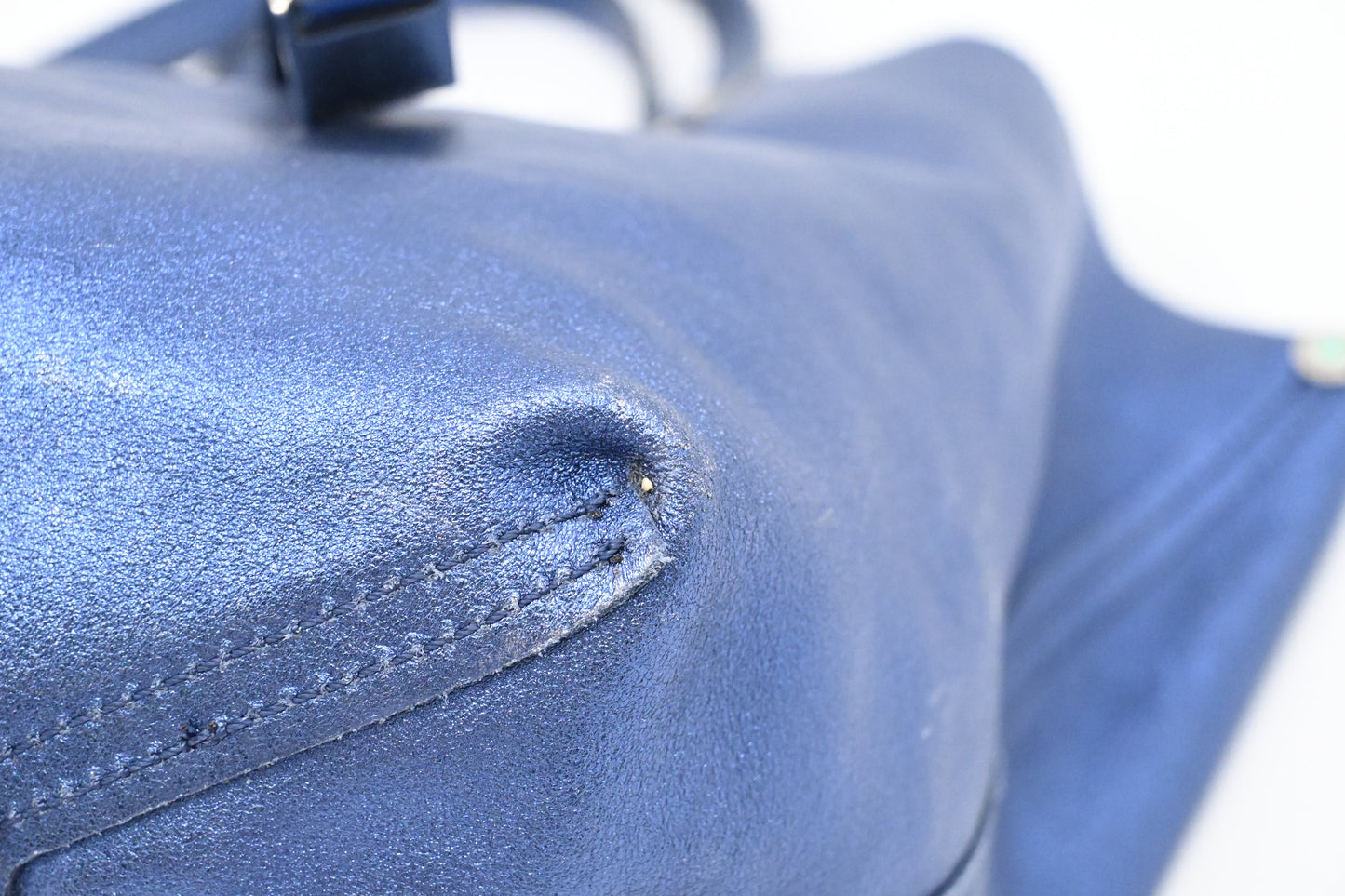 Tiffany & Co. Small Reversible Tote in Metallic Blue Leather