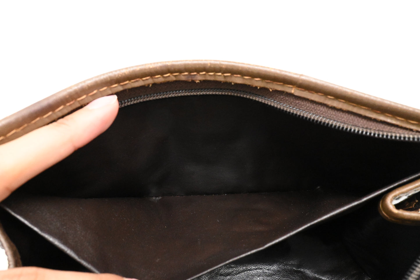 Fendi Pouch in Brown Zucchino Coated Canvas