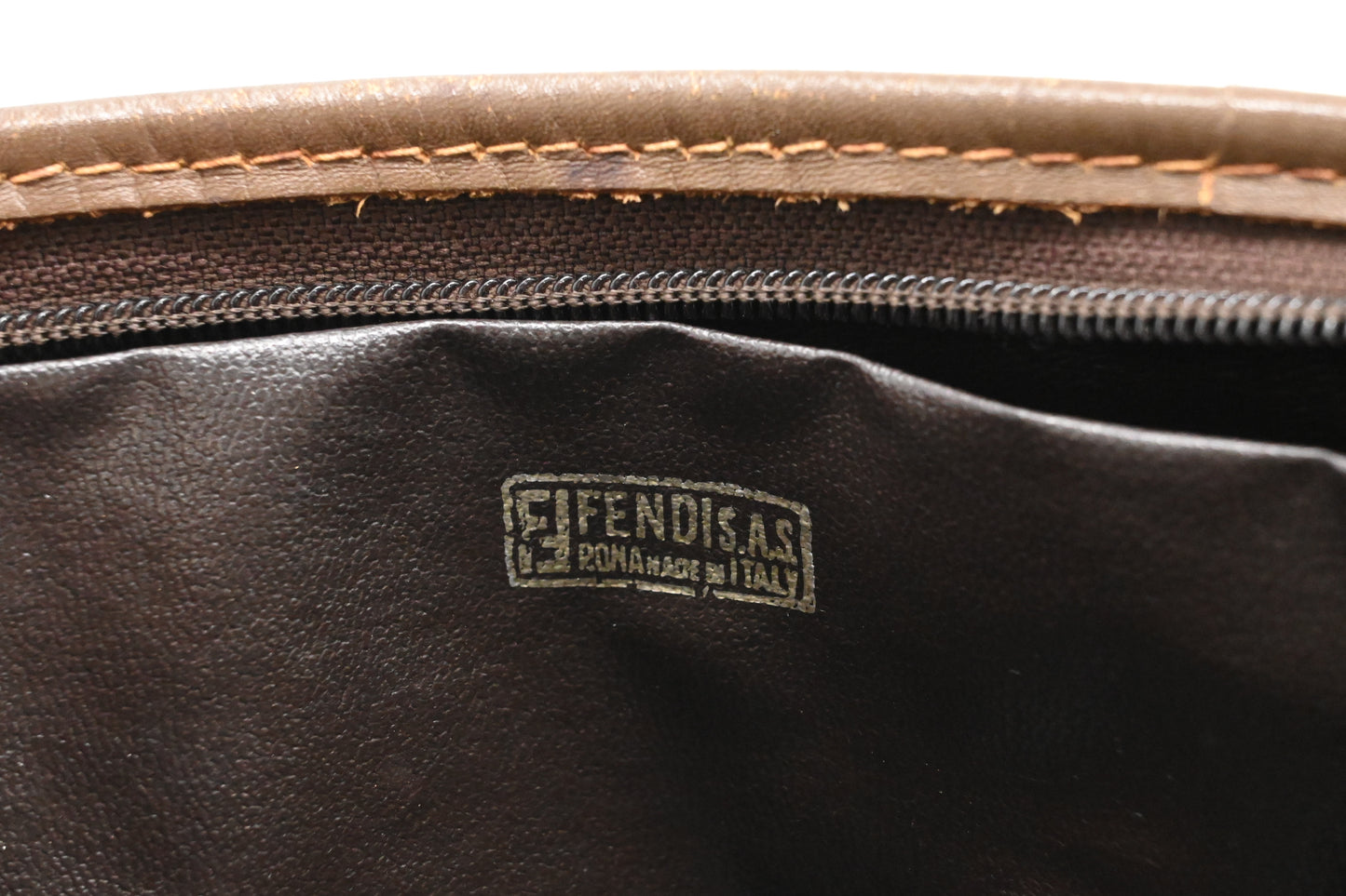 Fendi Pouch in Brown Zucchino Coated Canvas