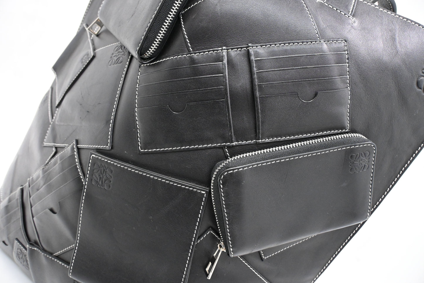 Loewe Wallet Puzzle Tote in Black Leather