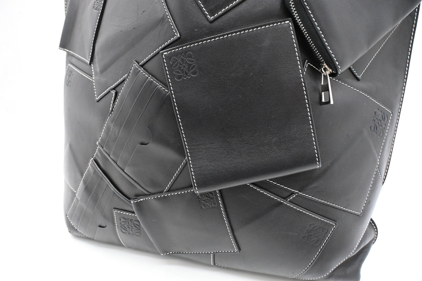 Loewe Wallet Puzzle Tote in Black Leather