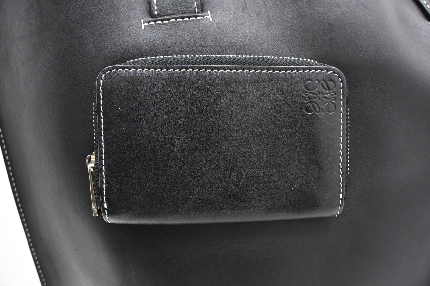 Loewe Wallet Puzzle Tote in Black Leather