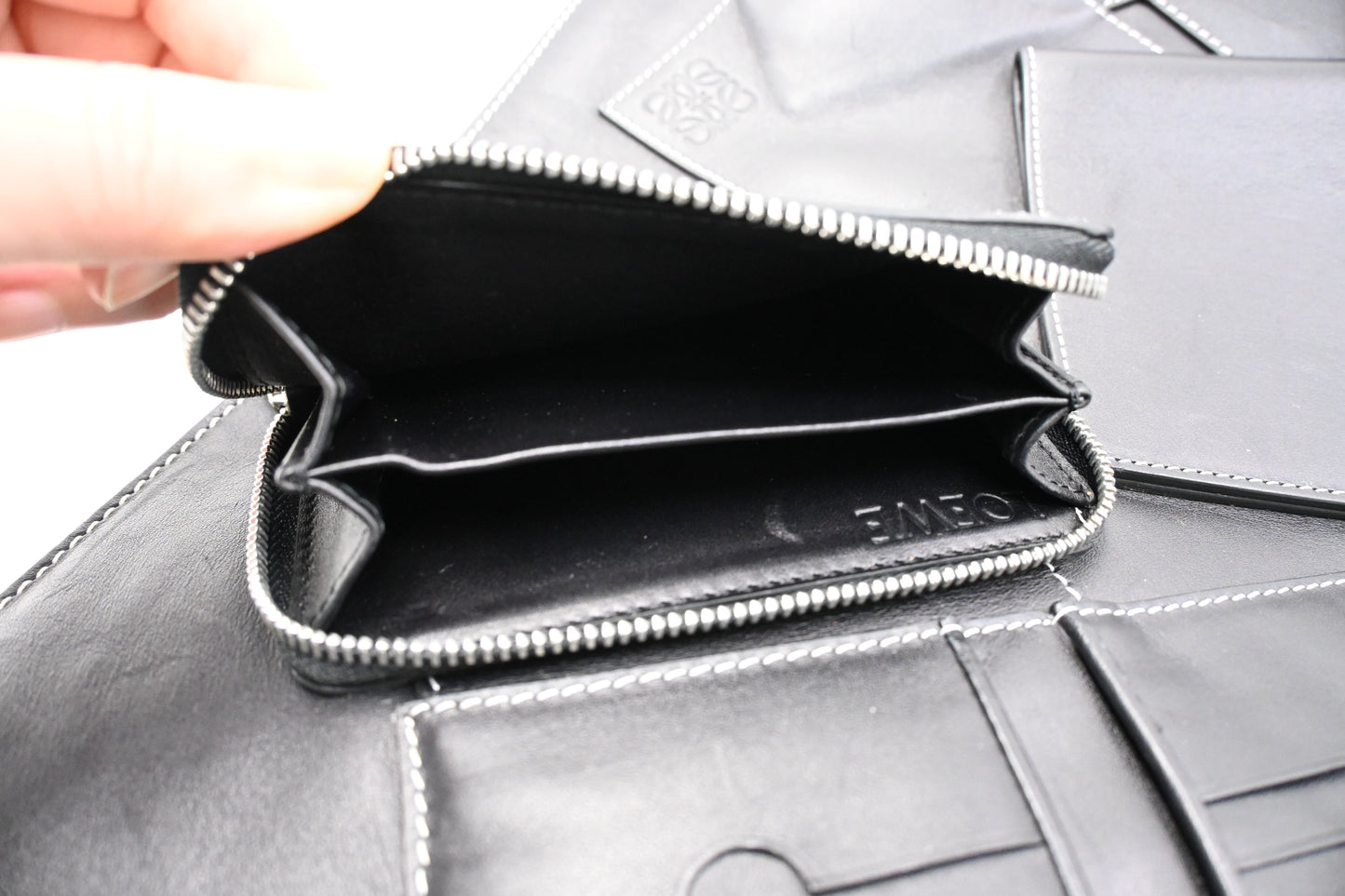 Loewe Wallet Puzzle Tote in Black Leather