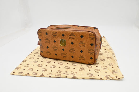 MCM Handle Pouch in Cognac Visetos Canvas