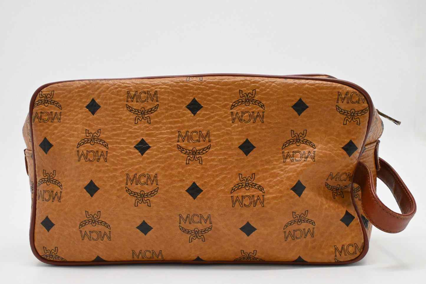MCM Handle Pouch in Cognac Visetos Canvas