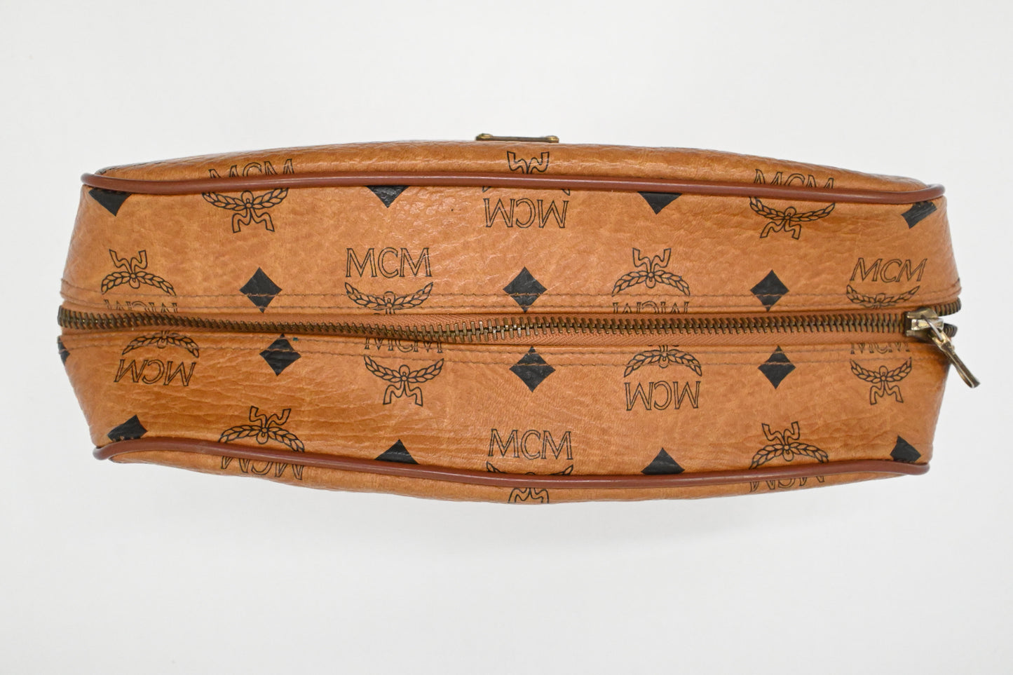 MCM Handle Pouch in Cognac Visetos Canvas