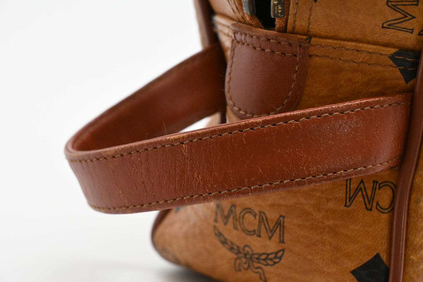 MCM Handle Pouch in Cognac Visetos Canvas