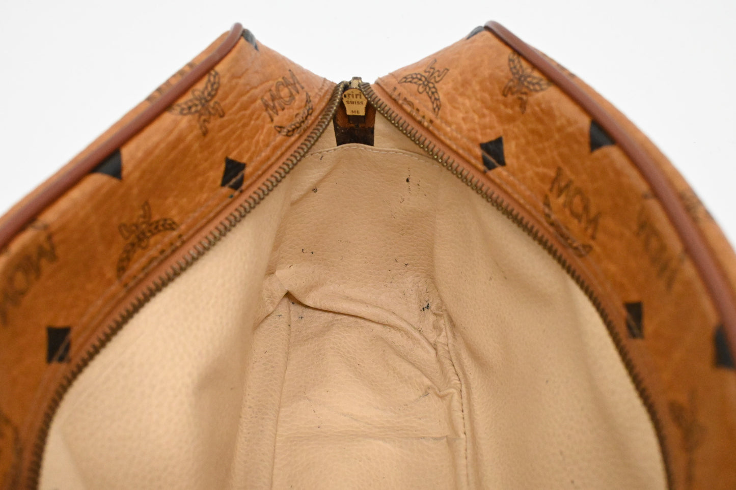 MCM Handle Pouch in Cognac Visetos Canvas