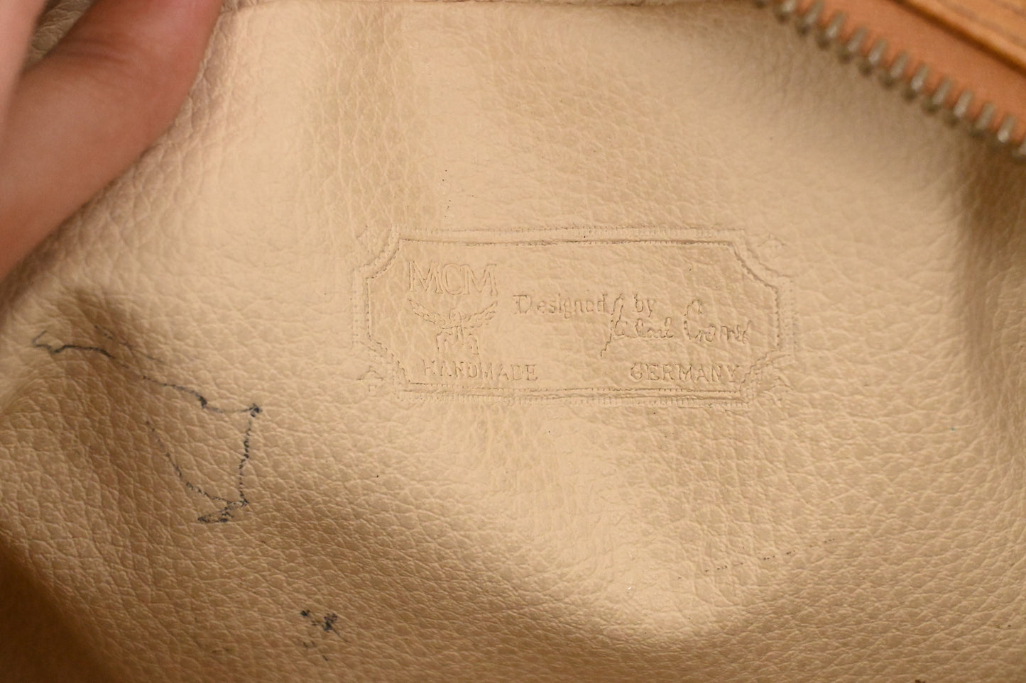 MCM Handle Pouch in Cognac Visetos Canvas