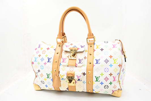 Louis Vuitton Keepall 45 in White Multicolor Monogram Canvas