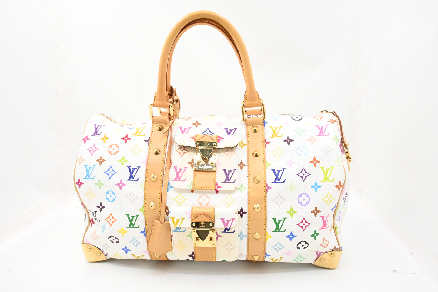 Louis Vuitton Keepall 45 in White Multicolor Monogram Canvas