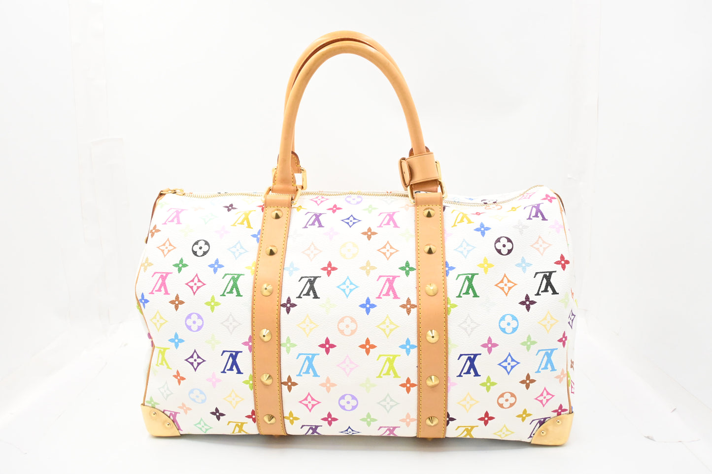 Louis Vuitton Keepall 45 in White Multicolor Monogram Canvas