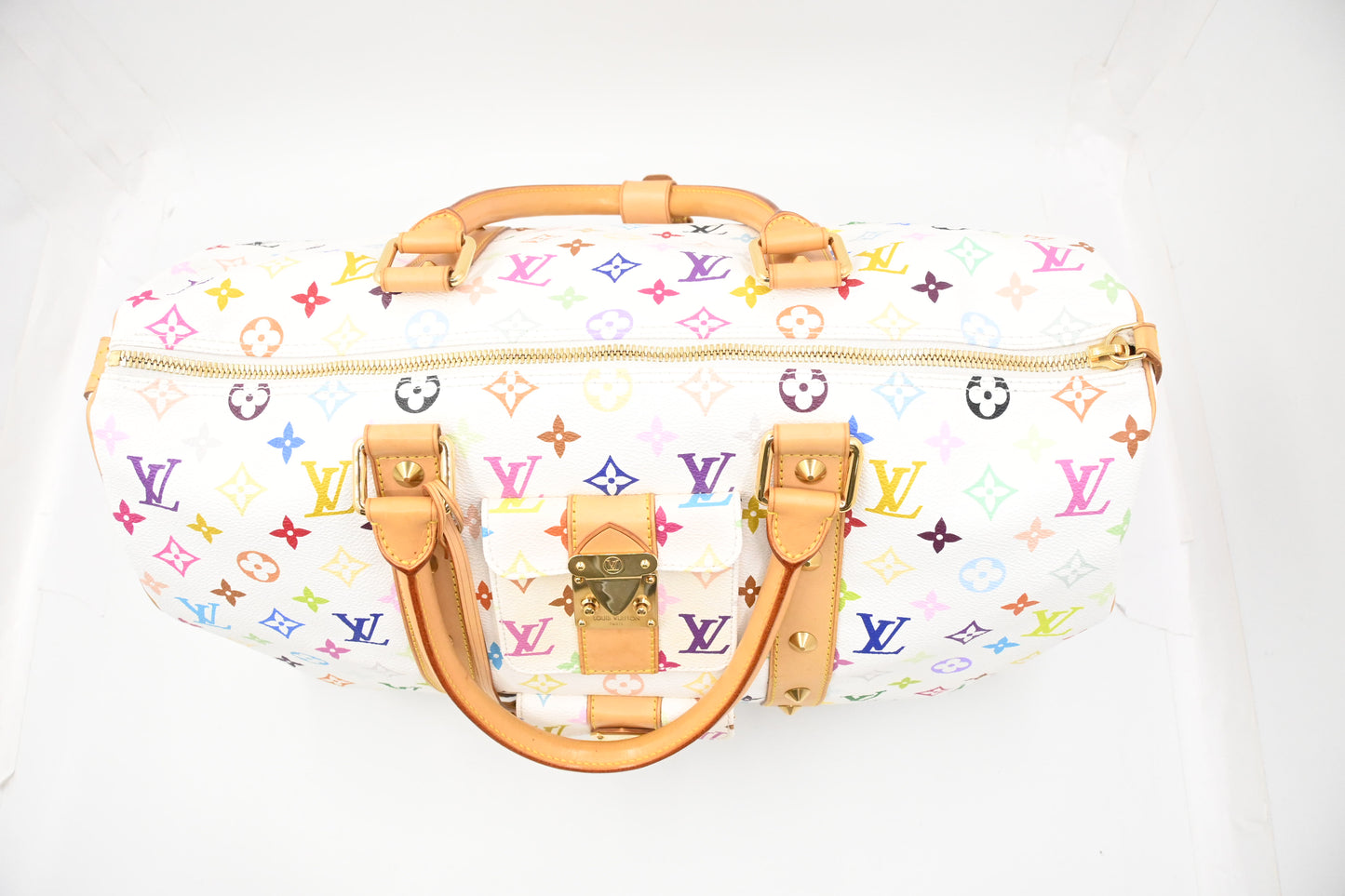 Louis Vuitton Keepall 45 in White Multicolor Monogram Canvas
