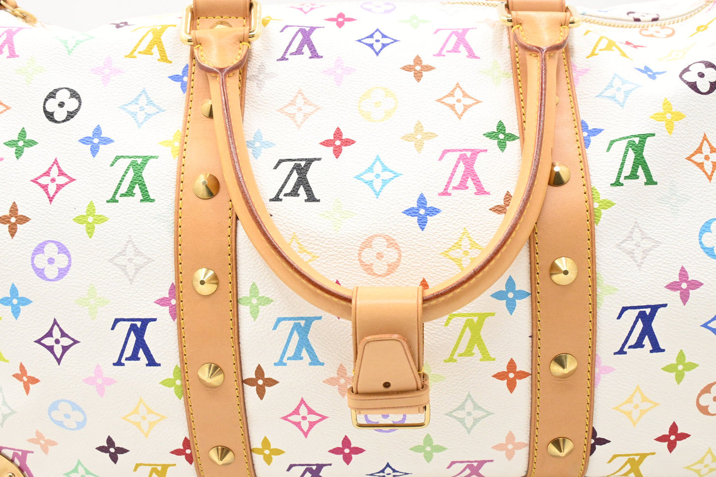 Louis Vuitton Keepall 45 in White Multicolor Monogram Canvas